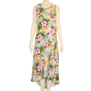 Hilo Hattie Pink Hibiscus Long Dress Hawaiian Tropical.       20